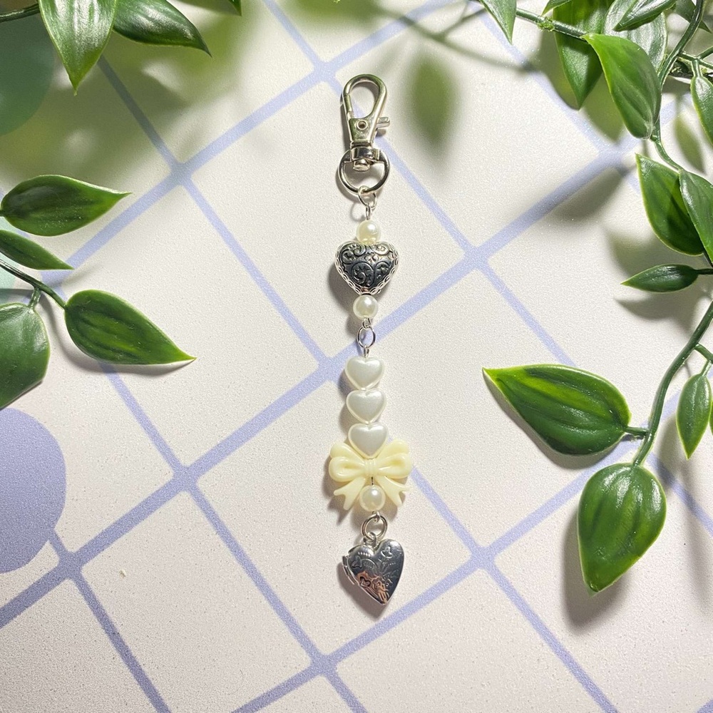 Heart and Bow Charm Keychain